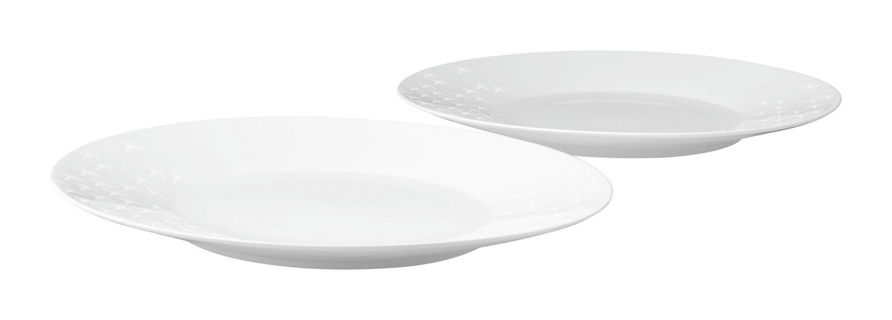 JOOP! Frühstücksteller 2er-Set DINING GLAMOUR Zwei weiße Frühstücksteller mit dezentem Muster, seitliche Perspektive
