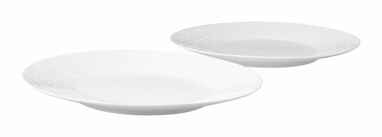JOOP! Frühstücksteller 2er-Set DINING GLAMOUR Zwei weiße Frühstücksteller mit dezentem Muster, seitliche Perspektive