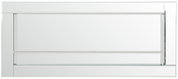 Frontale Ansicht eines modernen Wandregals aus Glas mit klaren Linien und minimalistischen Design.