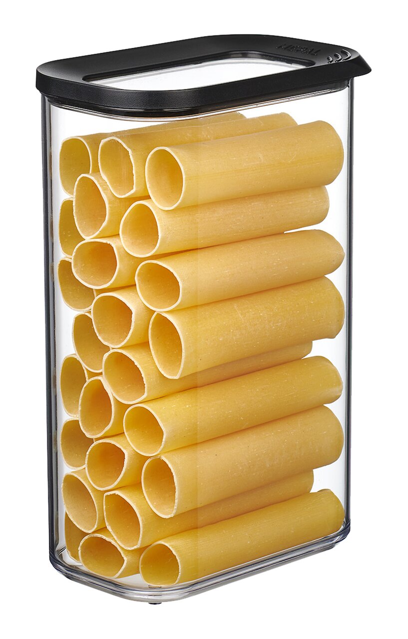 Mepal Voorraadbus MODULA Doorzichtige voorraadbus Modula 2000 ml van Mepal, gevuld met grote pasta, zijaanzicht