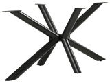 Schwarzes, modernes Tischgestell aus Metall mit mehreren schräg angeordneten Beinen, seitliche Perspektive