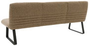 Rückansicht einer braunen Sitzbank mit Metallbeinen, 191 cm lang.