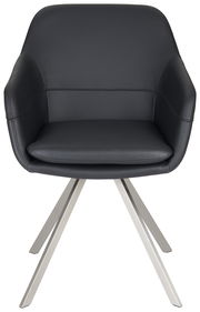 Moderner schwarzer Sessel mit Metallbeinen, Frontalansicht