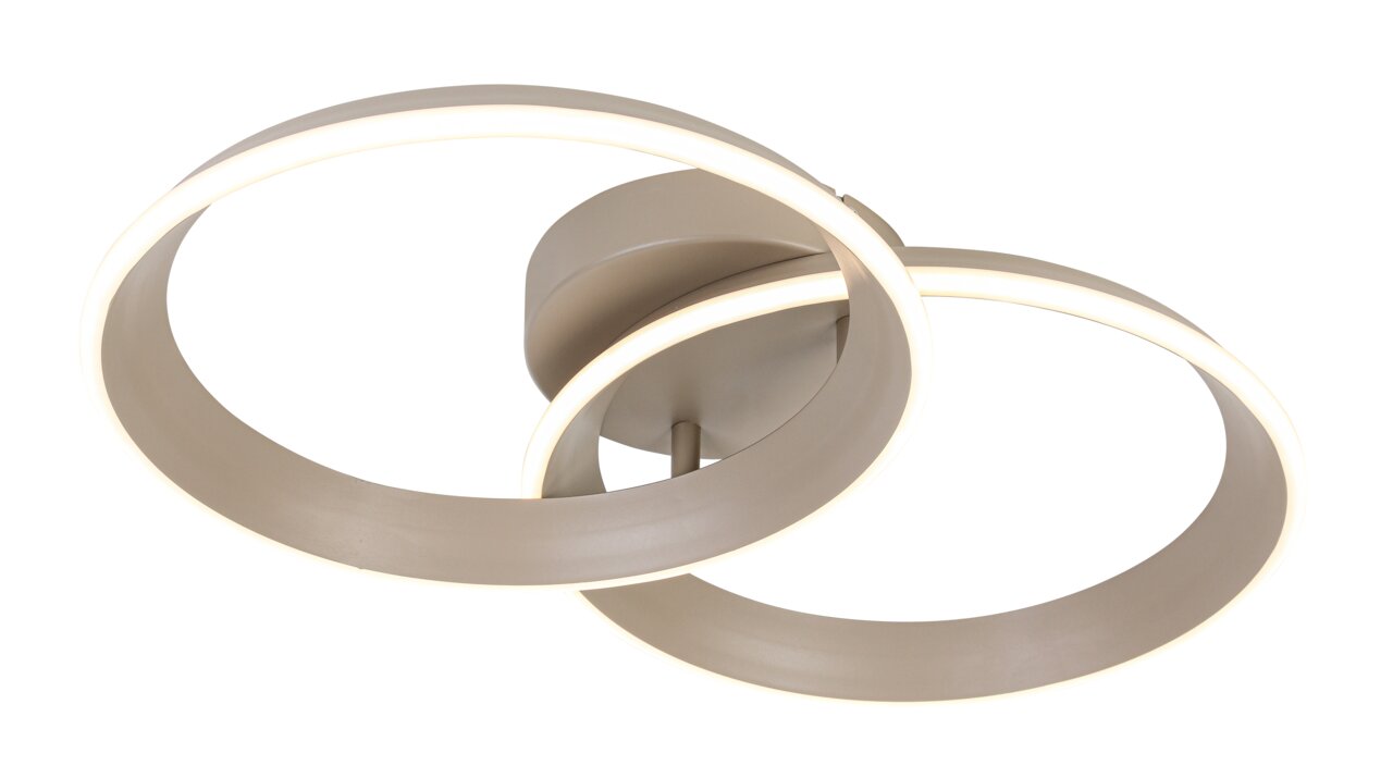 Dieter Knoll LED-plafondlamp DECKENLEUCHTE Moderne led-plafondlamp met twee in elkaar verweven ringen, zijaanzicht