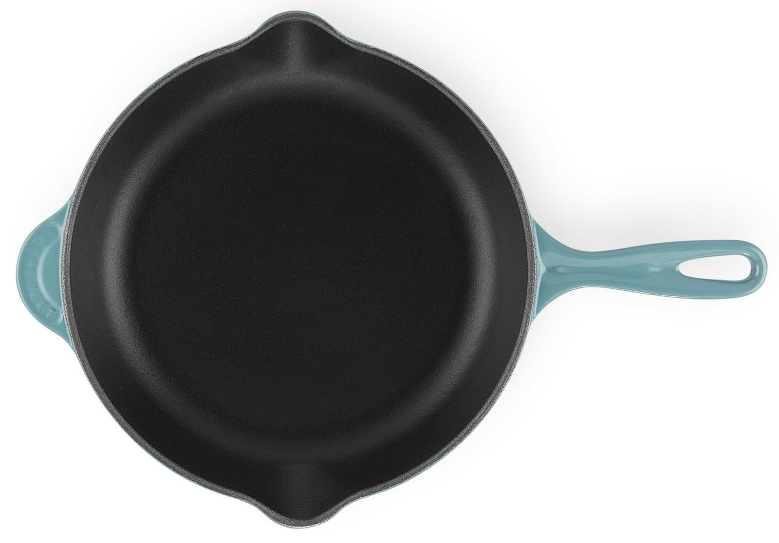 Pfanne 26cm Ocean, Draufsicht, schwarze Innenfläche mit blauem Griff