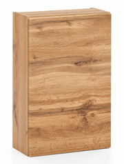 Hängeschrank aus Holz in Eichenoptik, seitliche Perspektive