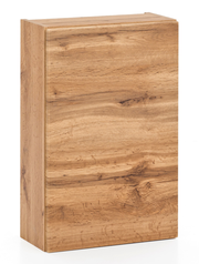 Hängeschrank aus Holz in Eichenoptik, seitliche Perspektive