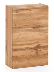 Hängeschrank aus Holz in Eichenoptik, seitliche Perspektive