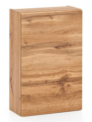 Hängeschrank aus Holz in Eichenoptik, seitliche Perspektive