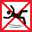 Warnschild mit durchgestrichenem Symbol einer rutschenden Person, Vorderansicht