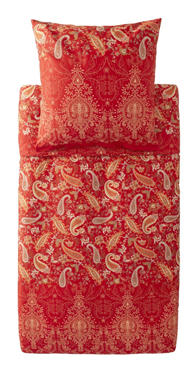 Bassetti Beddengoed MONNALISA 155 x 220 cm Rood beddengoed met paisleypatroon, bovenaanzicht
