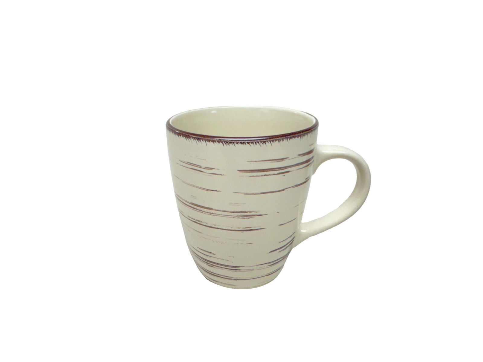 Keramiktasse mit Holzmaserung-Design, seitliche Perspektive