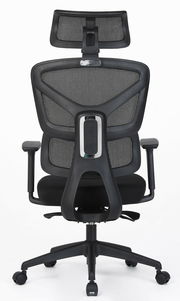 Ergonomischer Drehstuhl mit Netzrückenlehne und Kopfstütze, Rückansicht