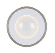 Ronde led-plafondlamp gezien vanuit vogelperspectief, met een grijze rand en een centraal lichtelement.