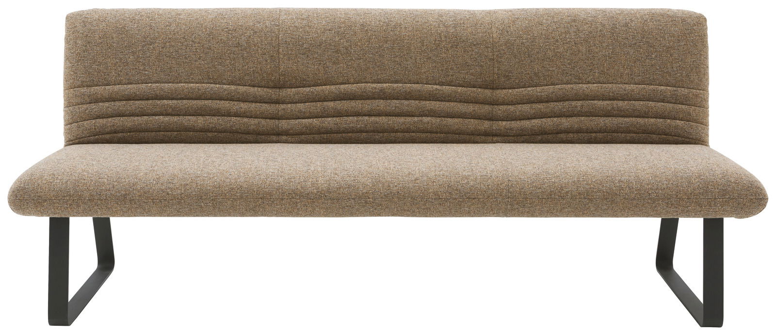 Frontale Ansicht der braunen Sitzbank Dieter Knoll Sitzbank MIGUEL mit modernem Design und Metallbeinen.