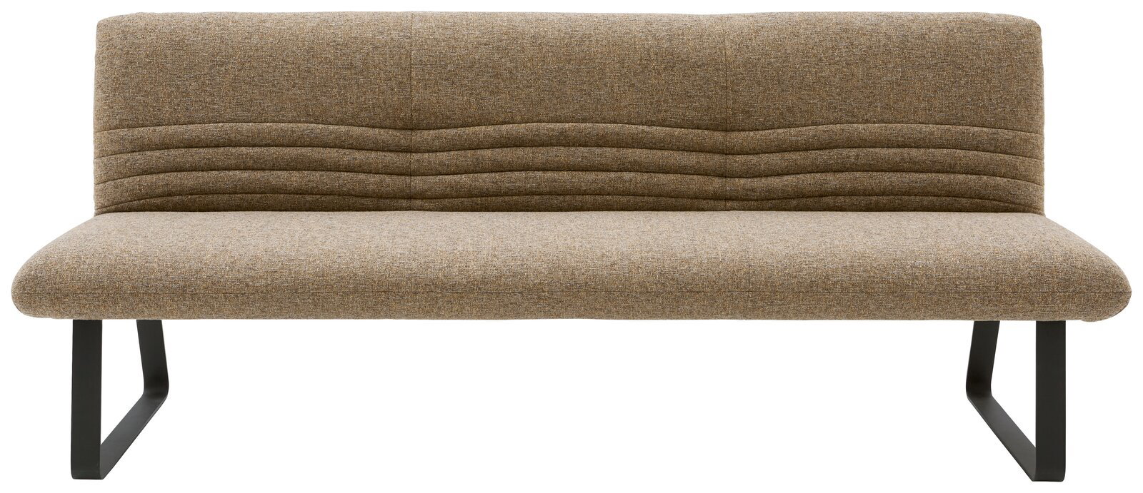 Frontale Ansicht der braunen Sitzbank Dieter Knoll Sitzbank MIGUEL mit modernem Design und Metallbeinen.