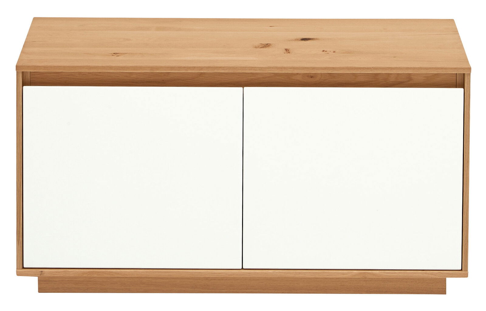 VOSS Garderobenbank V100 Garderobenbank aus Holz mit zwei weißen Türen, Frontalansicht