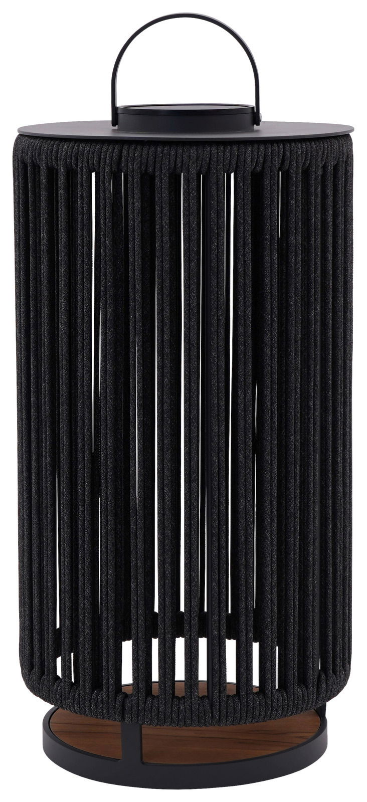 Ambia Garden Solarlampe LUMIN Große Solarlampe mit schwarzem, zylindrischem Design und Tragegriff, Frontalansicht