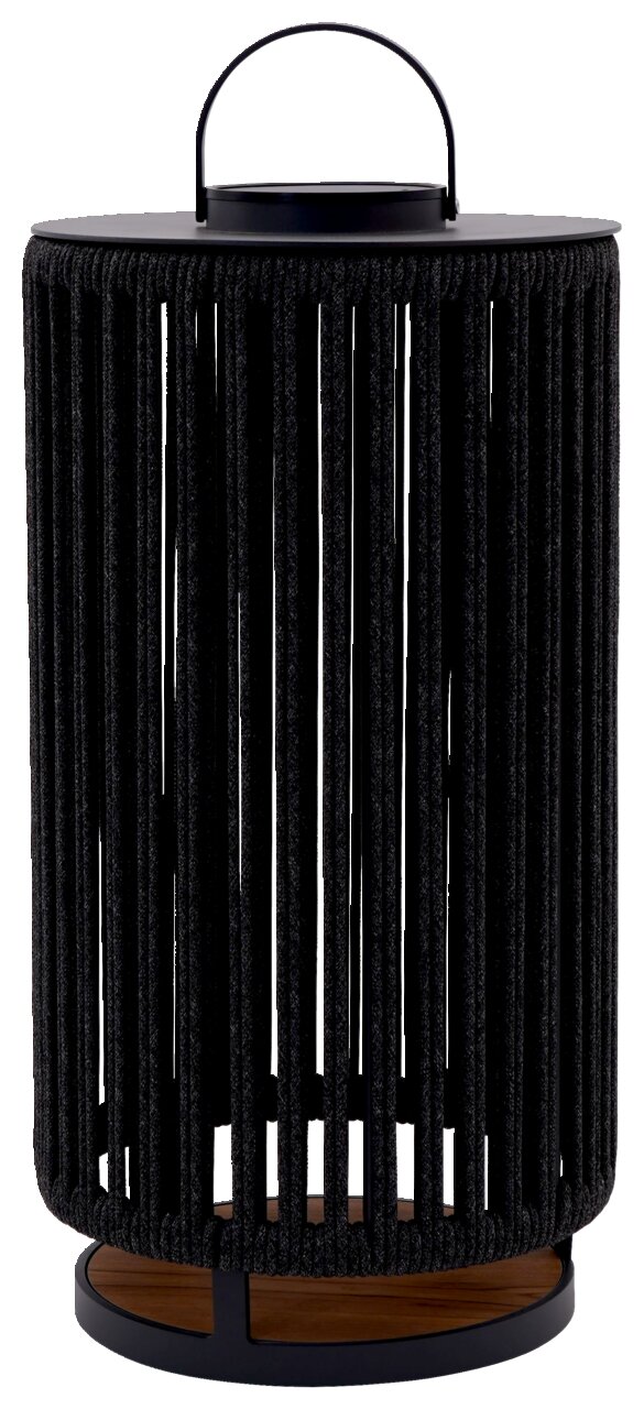 Ambia Garden Solarlampe LUMIN Große Solarlampe mit schwarzem, zylindrischem Design und Tragegriff, Frontalansicht