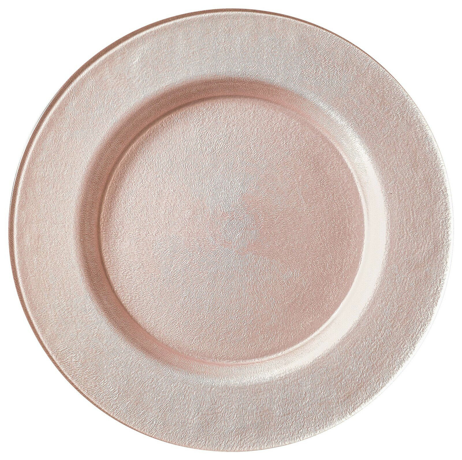 Runder Platzteller in Hellrosa mit strukturierter Oberfläche, Draufsicht