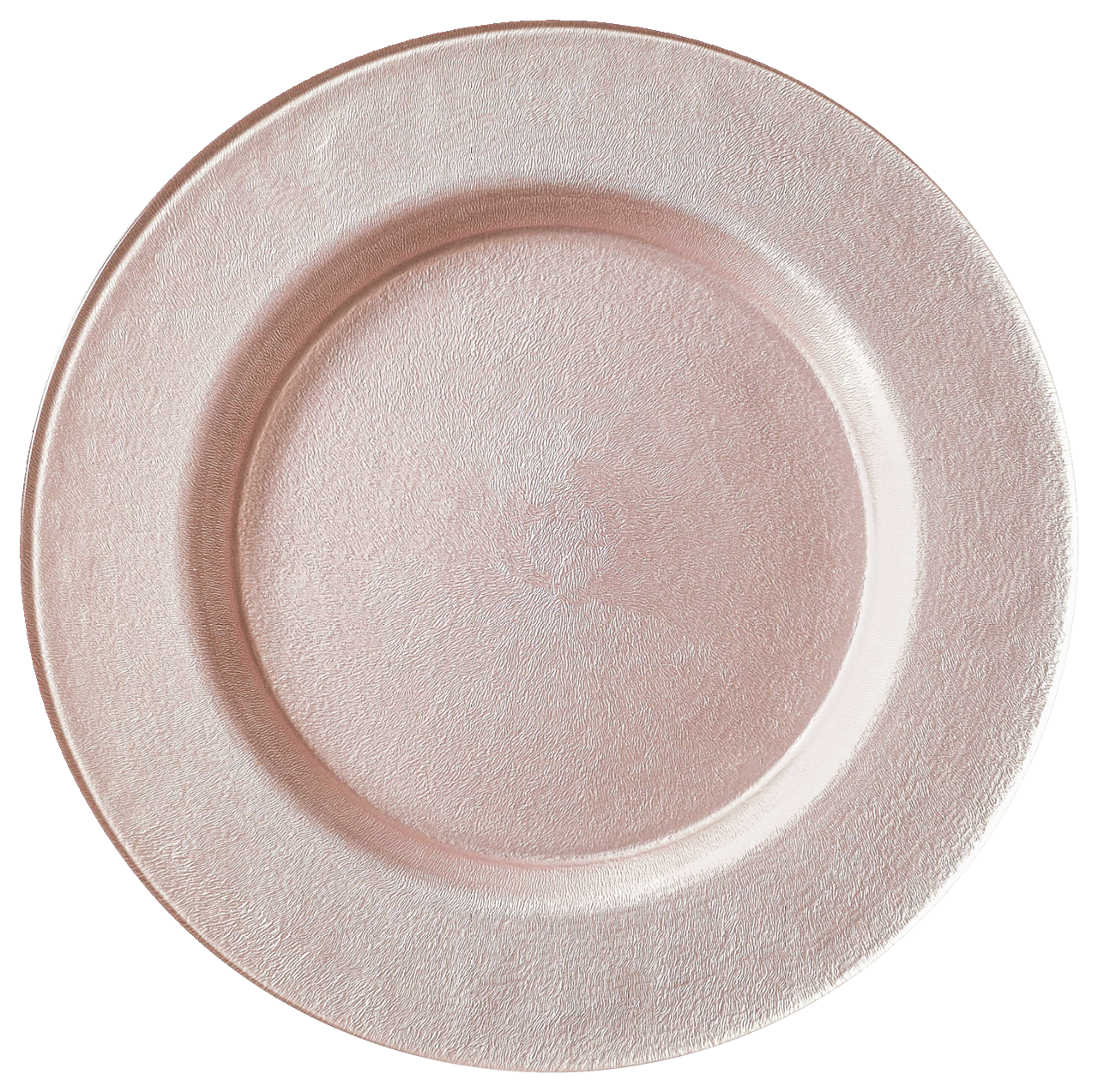 Runder Platzteller in Hellrosa mit strukturierter Oberfläche, Draufsicht