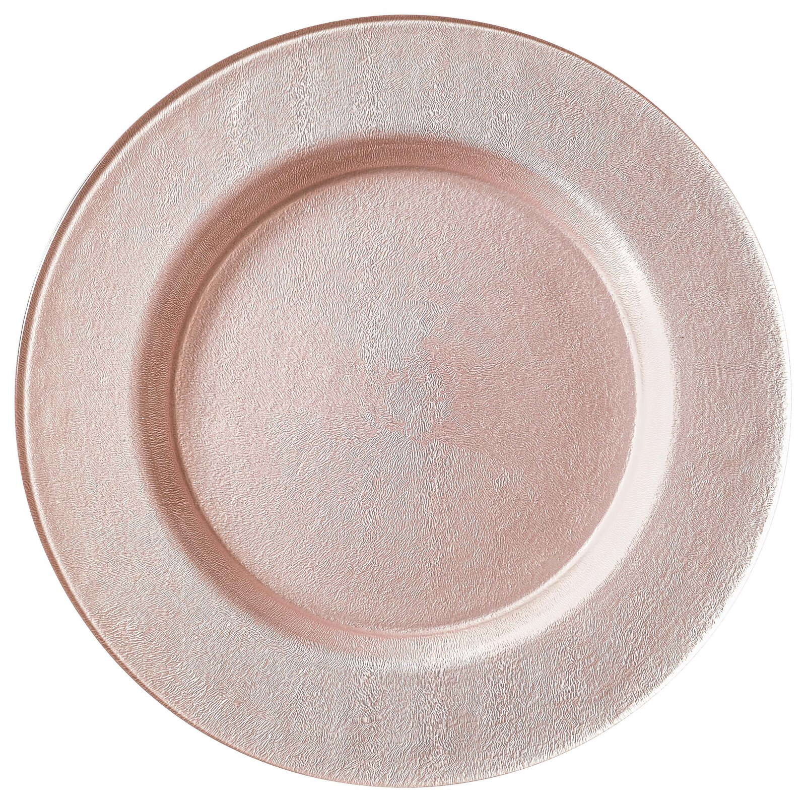 Runder Platzteller in Hellrosa mit strukturierter Oberfläche, Draufsicht