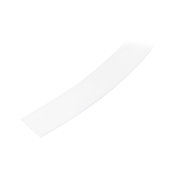 Transparentes, gebogenes Kunststoff-/Acrylband als Zubehörteil, freigestellt auf weißem Hintergrund, in schräger Draufsicht (leicht von oben).
