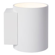 Moderne witte wandlamp in cilindrische vorm, zijaanzicht