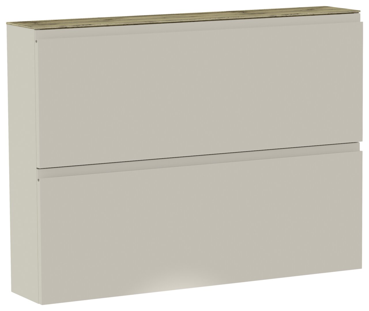 Moderano Hängeschuhschrank LECCO Moderner Hängeschuhschrank mit zwei Klappen in Beige, seitliche Perspektive