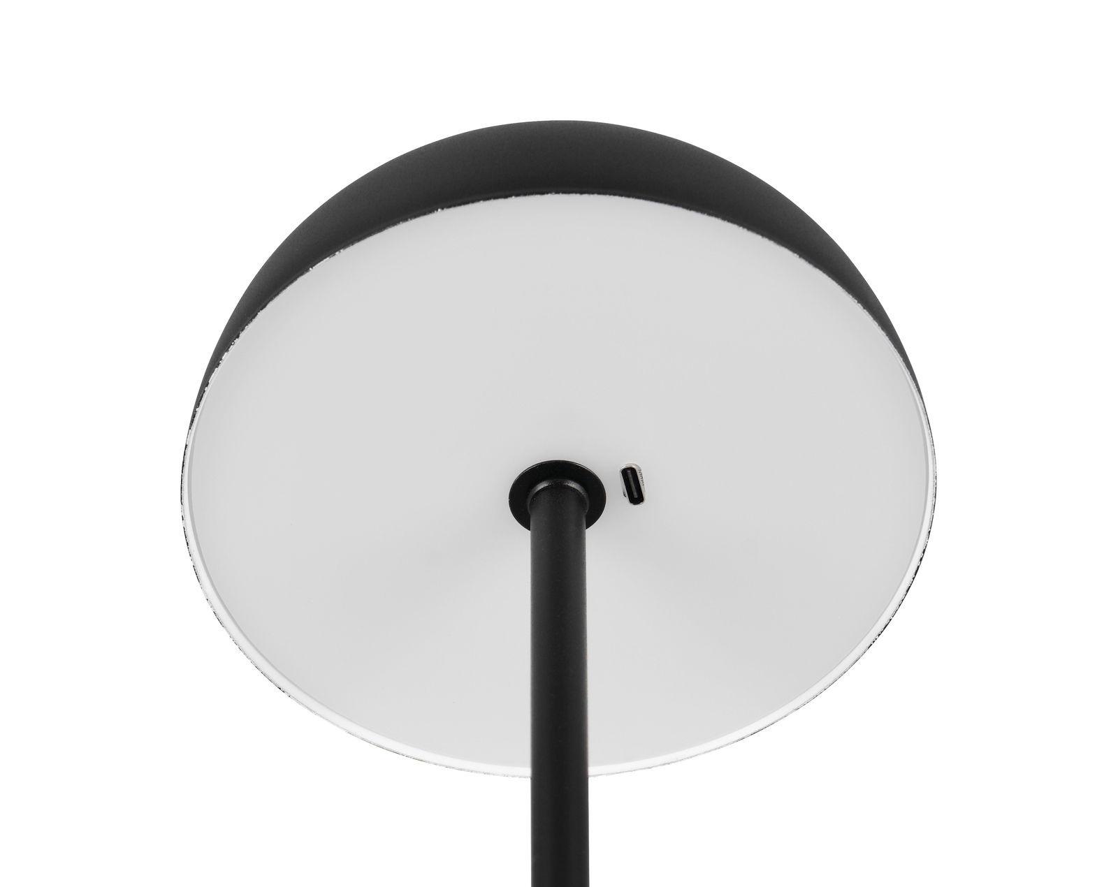 Unteransicht einer Akku-Tischleuchte mit USB-Anschluss