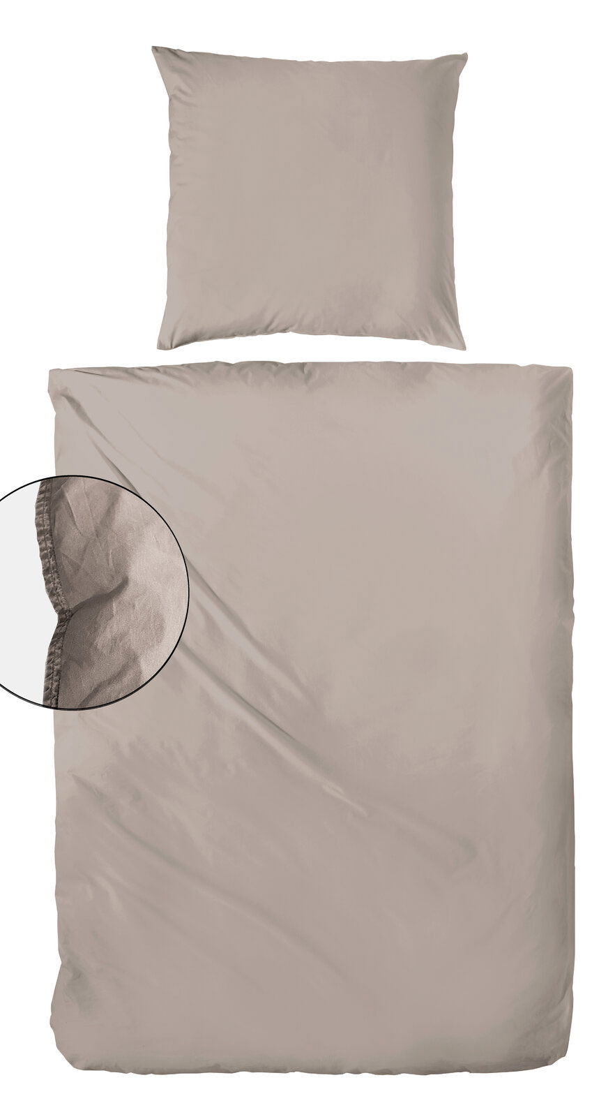 Westminister Bettwäsche STONE-WASHED Bettwäsche-Set in Beige, bestehend aus einem Kissenbezug und einem Bettdeckenbezug, aus der Vogelperspektive fotografiert.