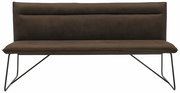 Braune Bank mit Metallbeinen, Frontalansicht