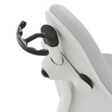 Detailansicht eines Jugenddrehstuhls mit ergonomischem Design und verstellbarer Rückenlehne, seitliche Perspektive