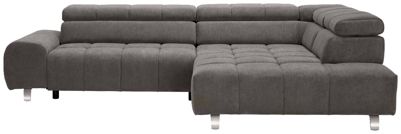 Graues Ecksofa mit Ottomane rechts, Vorderansicht