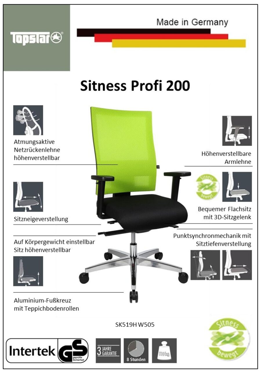 Bürostuhl mit atmungsaktiver Netzrückenlehne, höhenverstellbaren Armlehnen und Aluminium-Fußkreuz, Vorderansicht