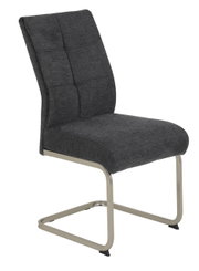 Moderne schommelstoel INES met donkere stoffen bekleding en metalen frame, zijaanzicht