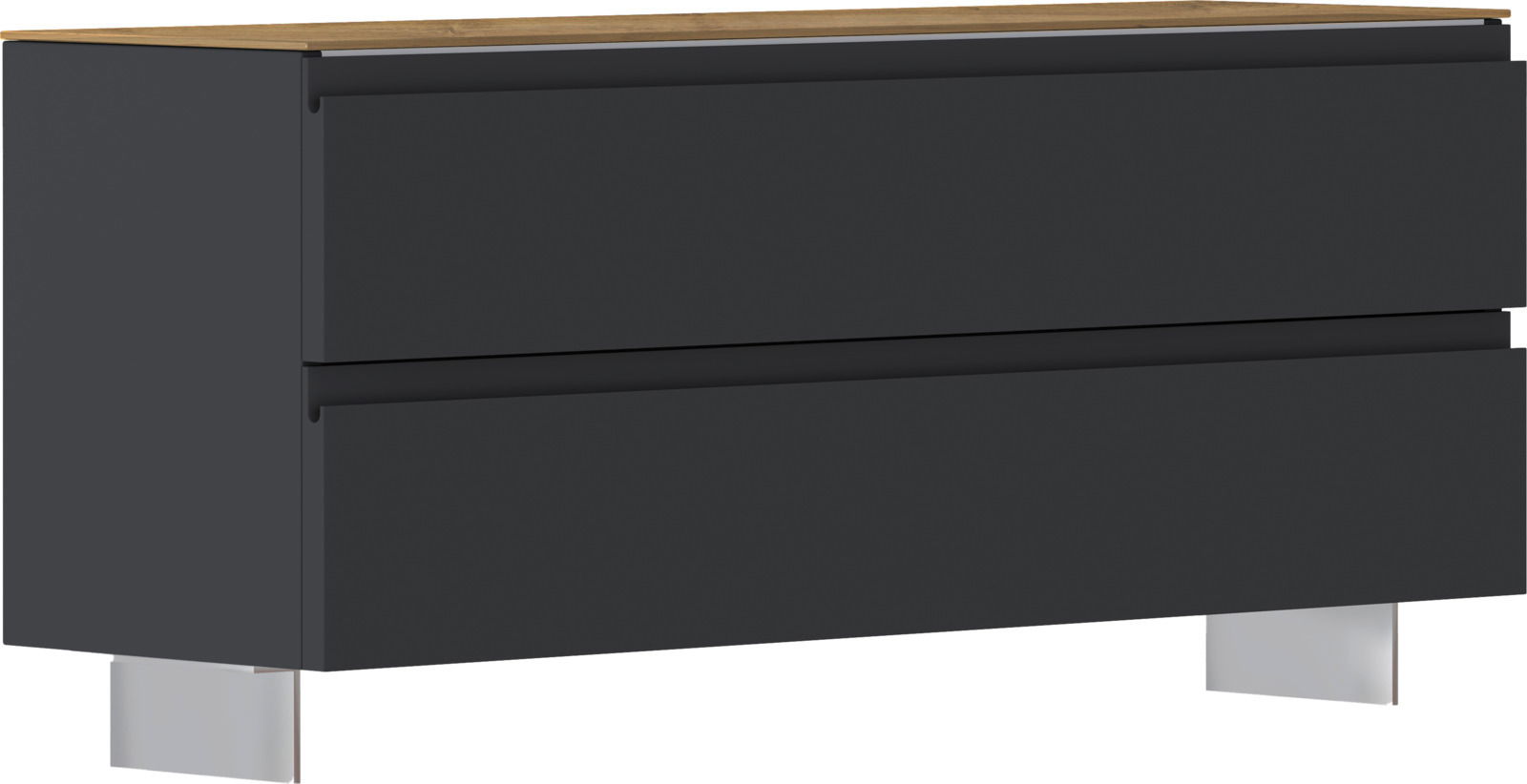 Moderano Garderobenbank LECCO Garderobenbank in dunklem Design mit zwei Schubladen, seitliche Perspektive