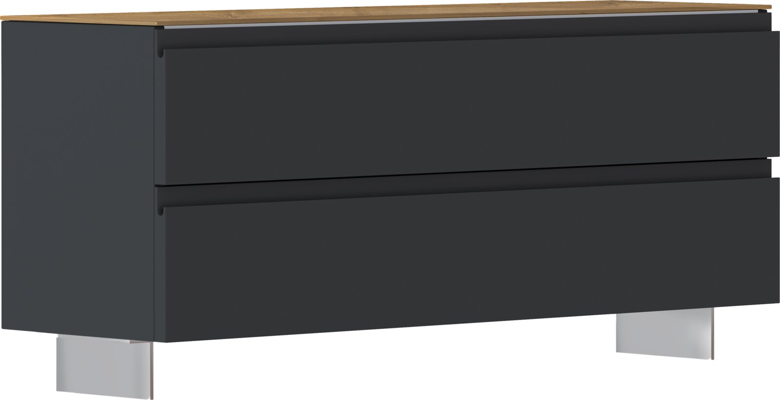 Moderano Garderobenbank LECCO Garderobenbank in dunklem Design mit zwei Schubladen, seitliche Perspektive