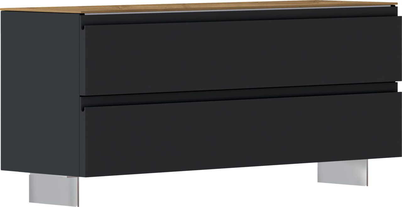 Moderano Garderobenbank LECCO Garderobenbank in dunklem Design mit zwei Schubladen, seitliche Perspektive