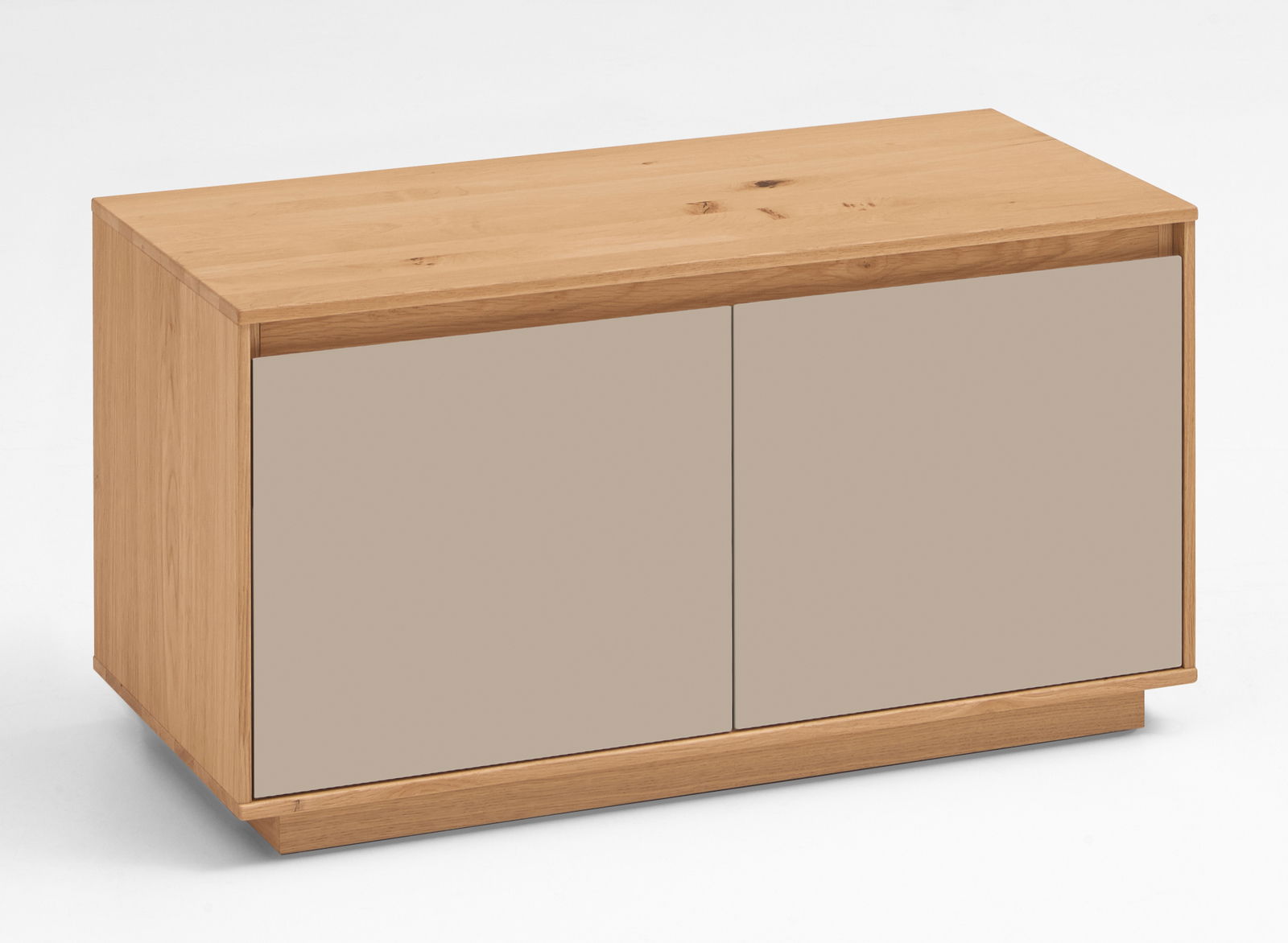 VOSS Garderobenbank V100 Garderobenbank aus Holz mit zwei Türen, seitliche Perspektive