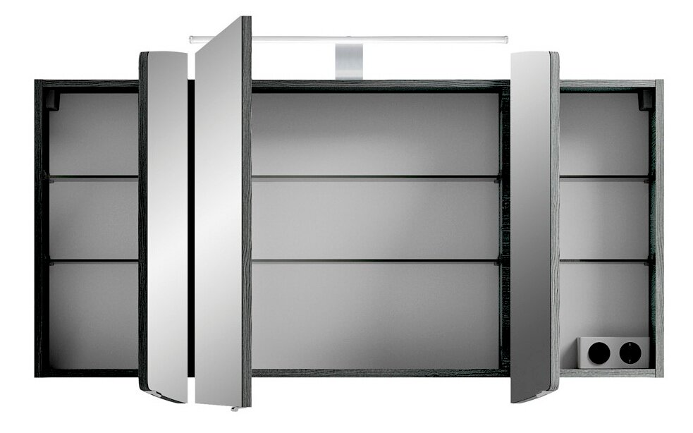 Pelipal Spiegelschrank CASSCA SPRINT Spiegelschrank mit drei Türen, geöffnet, mit Steckdose und Beleuchtung, Frontalansicht
