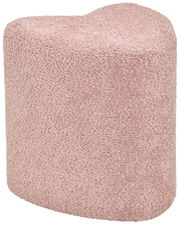 Rosa Hocker mit weicher, texturierter Oberfläche, herzförmig, seitliche Perspektive