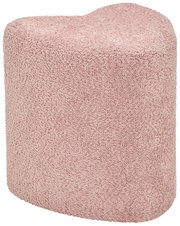 Rosa Hocker mit weicher, texturierter Oberfläche, herzförmig, seitliche Perspektive