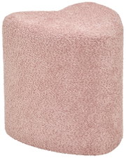 Rosa Hocker mit weicher, texturierter Oberfläche, herzförmig, seitliche Perspektive