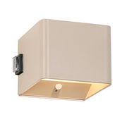Moderne Akku-Wandleuchte in Beige, seitliche Perspektive