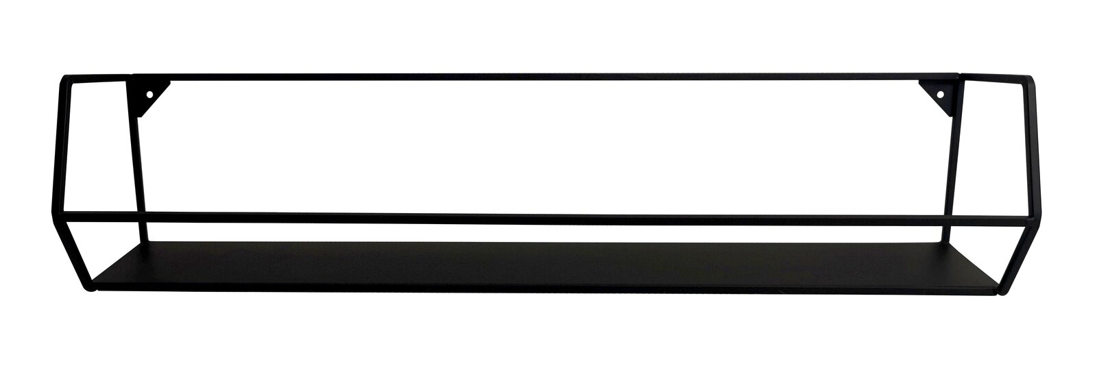 Schwarzes Wandregal aus Metall in frontaler Ansicht