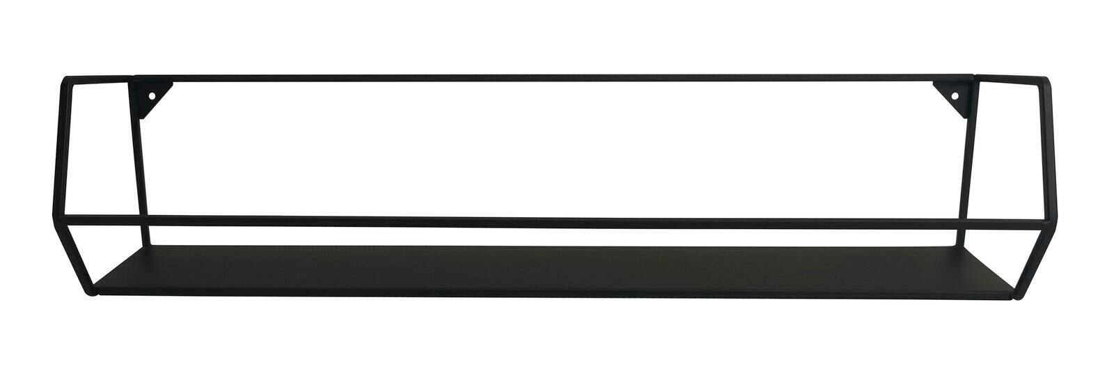 Schwarzes Wandregal aus Metall in frontaler Ansicht