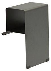 Moderner Lounge Beistelltisch aus Metall in dunkler Farbe, seitliche Perspektive