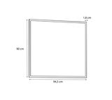 Quadratischer Spiegel mit den Maßen 94,5 cm Breite und 90 cm Höhe, seitliche Perspektive