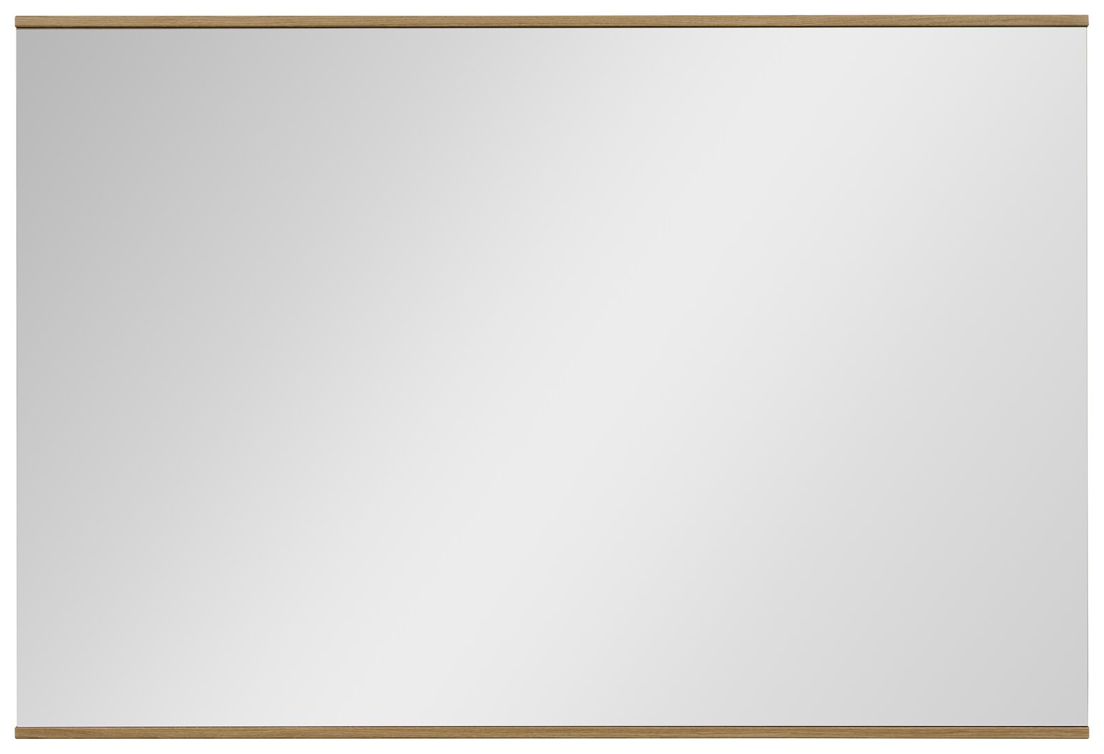 Leere weiße Projektionsleinwand mit Holzleisten oben und unten, frontale Ansicht.